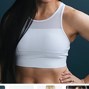 White Mesh Panel Sports Bra